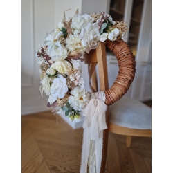 Wieniec wiosenny wielkanocny Boho Styl Kremowe Kwiaty